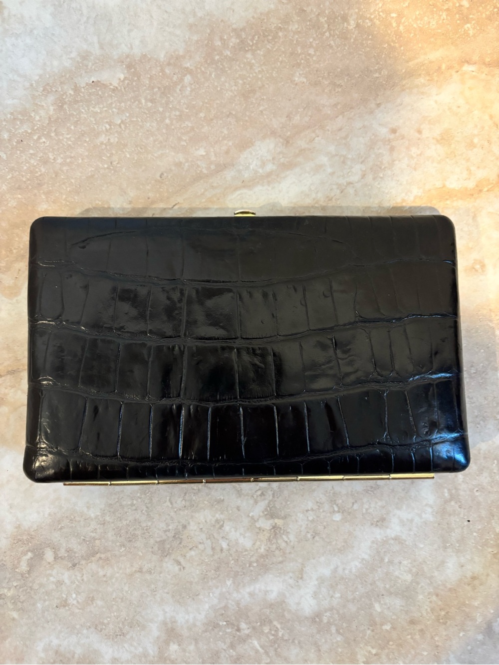 Abas Black Crocodile Wallet Clutch
